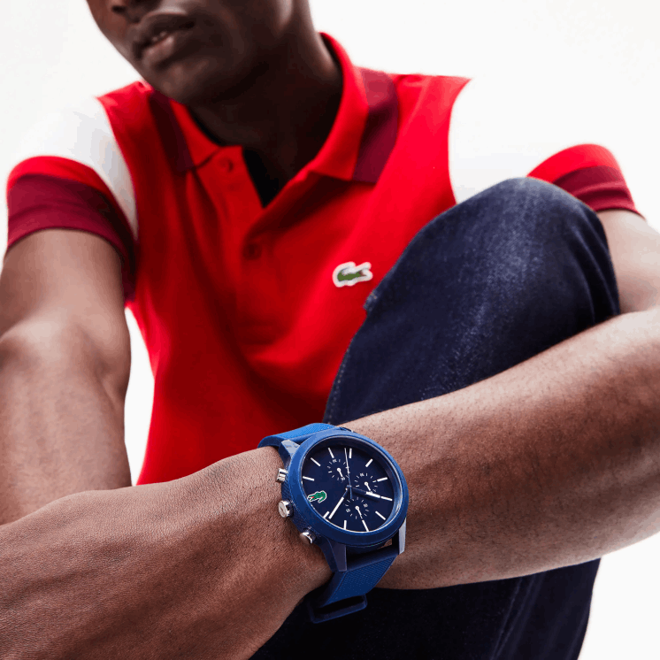 Lacoste 12.12 chronograaf horloge met blauwe siliconen band 0828H2329 blauw 000 Heren