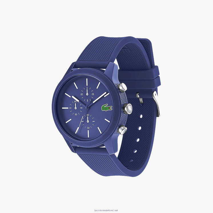 Lacoste 12.12 chronograaf horloge met blauwe siliconen band 0828H2329 blauw 000 Heren