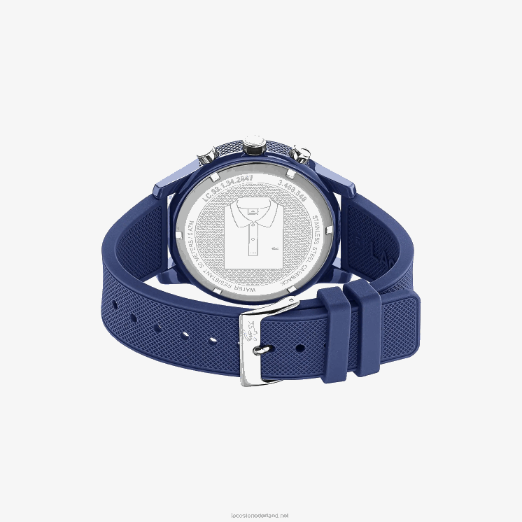 Lacoste 12.12 chronograaf horloge met blauwe siliconen band 0828H2329 blauw 000 Heren