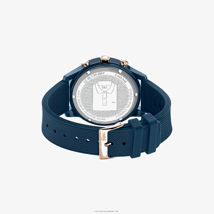 Lacoste 12.12 horloge met marineblauw siliconen petit pique bandje 0828H2314 blauw 000 Heren