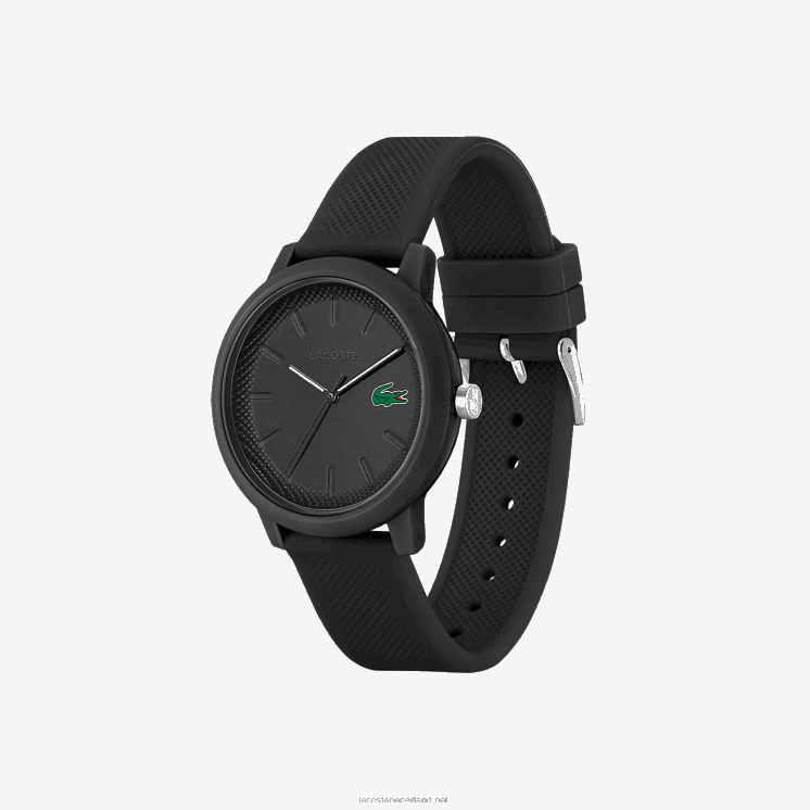 Lacoste Horloge met zwarte siliconen band 12.12 0828H2191 zwart 000 Heren