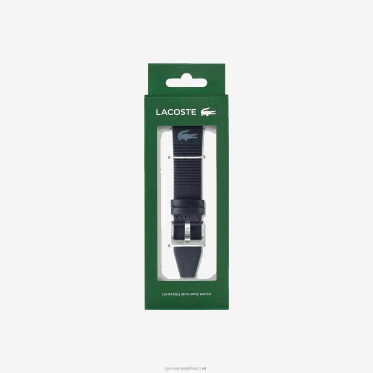 Lacoste blauw lederen apple watchbandje 0828H2195 blauw 000 Heren