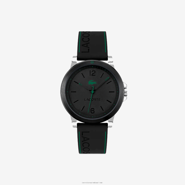 Lacoste court 3 wijzers zwart siliconen horloge 0828H2156 zwart 000 Heren