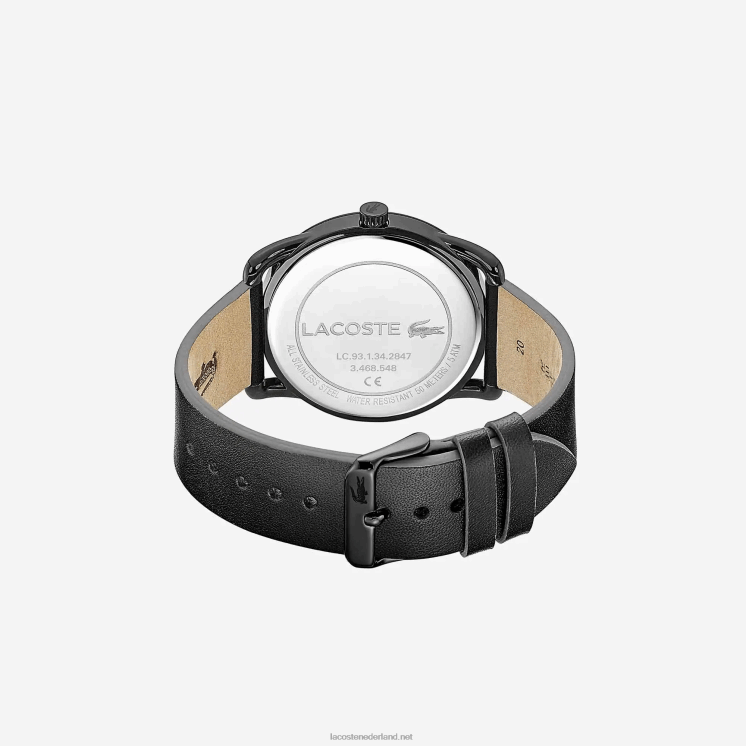 Lacoste heren urban horloge met zwarte leren band band 0828H2312 zwart 000 Heren