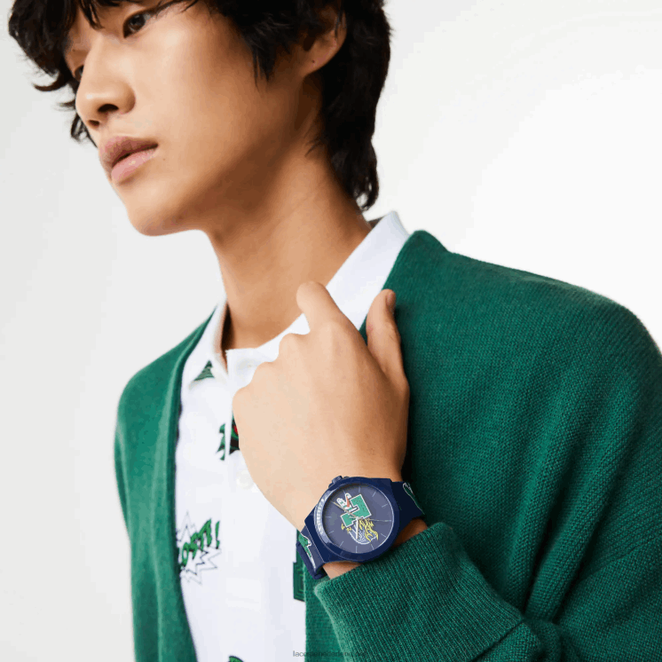 Lacoste neocroc horloge met blauwe siliconen band 0828H2207 blauw 000 Heren