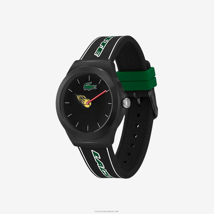 Lacoste neocroc horloge met zwarte siliconen band 0828H2350 zwart 000 Heren