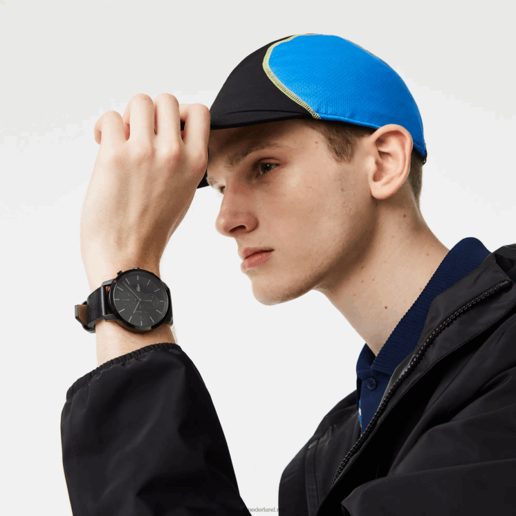 Lacoste replay horloge met zwarte leren band 0828H2318 zwart 000 Heren