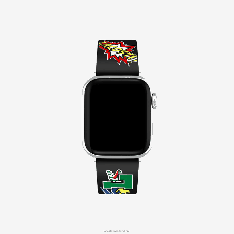 Lacoste siliconen Apple Watch-bandje met stripprint 0828H2344 zwart 000 Heren