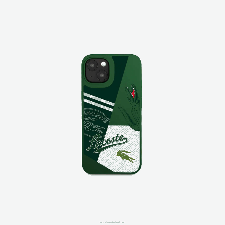 Lacoste iPhone 14 hoesje met patchwork print 0828H2224 vert 132 b01 Heren