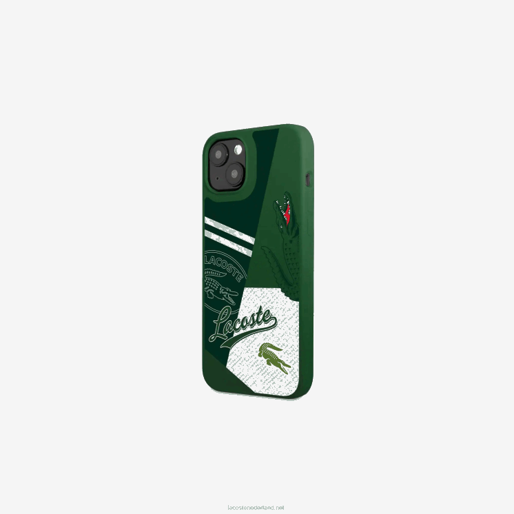 Lacoste iPhone 14 hoesje met patchwork print 0828H2224 vert 132 b01 Heren