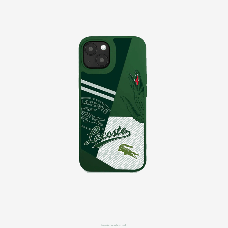 Lacoste patchwork print iphone 14 plus hoesje 0828H2222 vert 132 b01 Heren