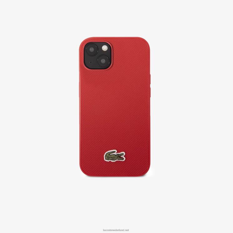 Lacoste petit pique effect iphone 14 plus hoesje 0828H2225 marineblauw bruin 883 Heren