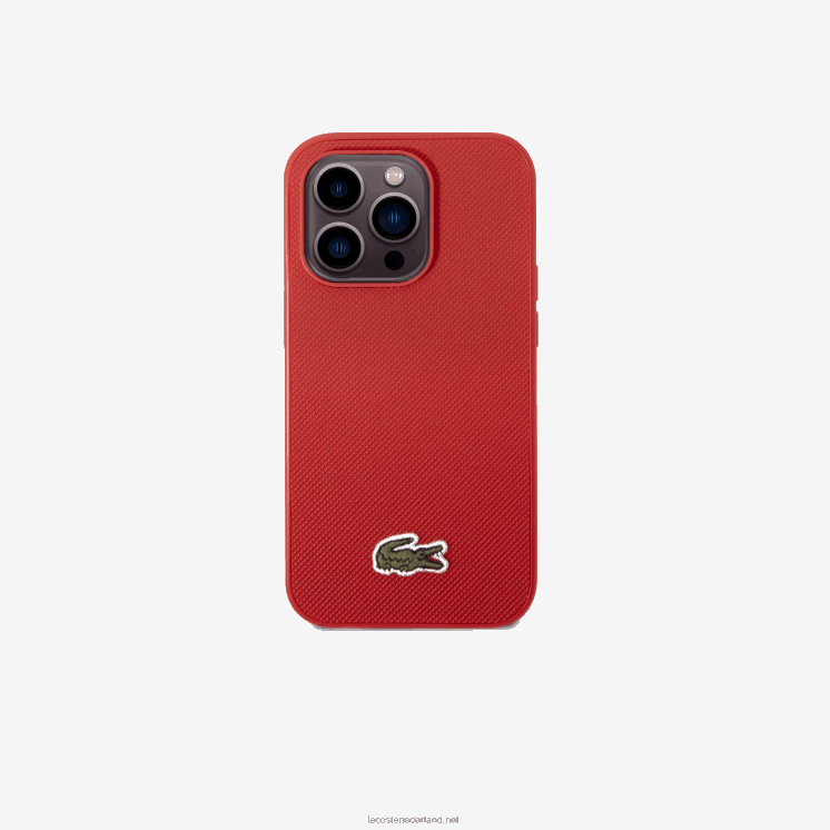 Lacoste petit pique effect iphone 14 pro max hoesje 0828H2214 marineblauw bruin 883 Heren