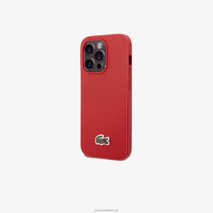 Lacoste petit pique effect iphone 14 pro max hoesje 0828H2214 marineblauw bruin 883 Heren