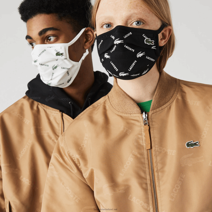 Lacoste l.12.12 gezichtsbescherming verstelbare maskers 3-pack 0828H2273 zwart groen wit 299 Heren
