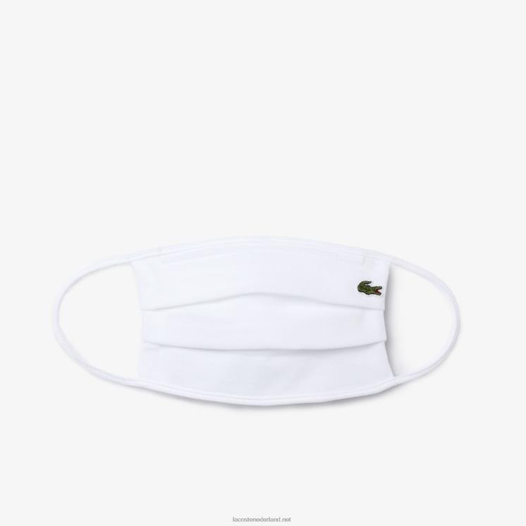 Lacoste l.12.12 gezichtsbeschermingsmasker van piqué katoen 0828H2322 wit 001 Heren