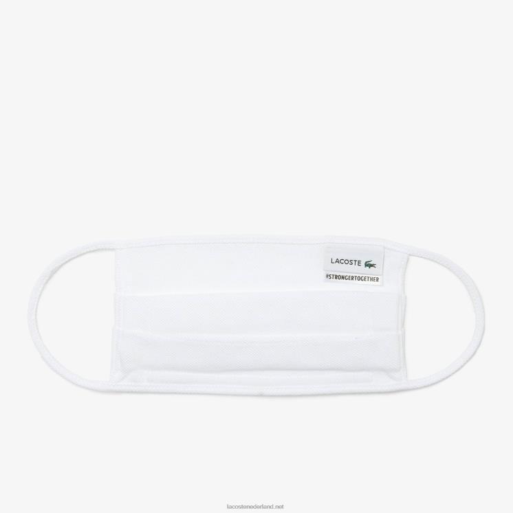 Lacoste l.12.12 gezichtsbeschermingsmasker van piqué katoen 0828H2322 wit 001 Heren