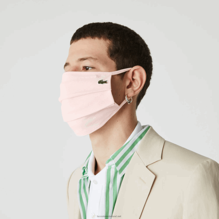 Lacoste l.12.12 gezichtsbeschermingsmasker van piqué katoen 0828H2324 lichtroze t03 Heren