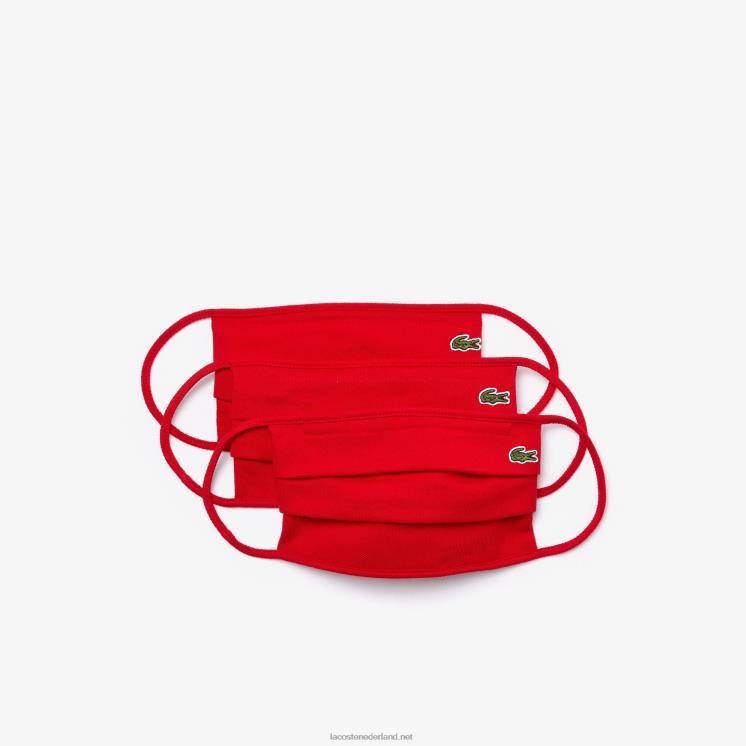 Lacoste l.12.12 gezichtsmaskers 3-pack 0828H2311 rood 240 Heren