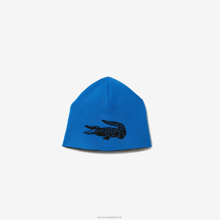 Lacoste contrast krokodil omkeerbare beanie 0828H2345 zwart blauw 985 Heren