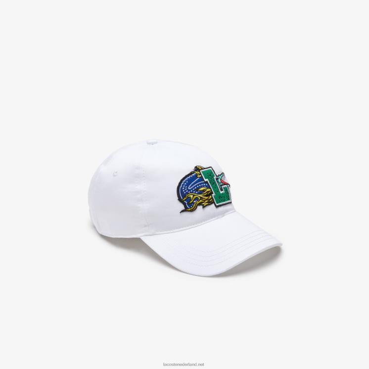 Lacoste contrasterende badgedop 0828H2238 wit 001 Heren