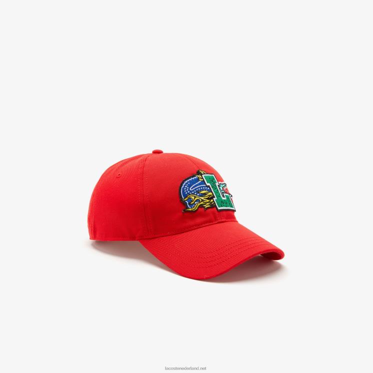 Lacoste contrasterende badgedop 0828H2240 rood 240 Heren
