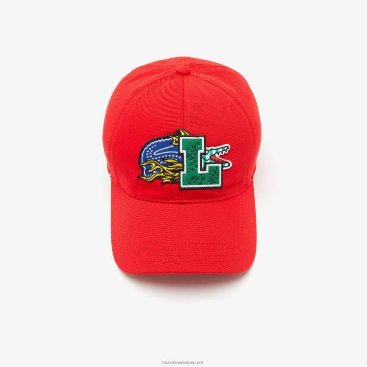 Lacoste contrasterende badgedop 0828H2240 rood 240 Heren