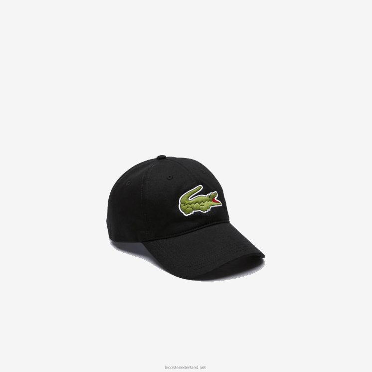 Lacoste contrasterende band en oversized pet van krokodillenkatoen 0828H2231 zwart 031 Heren