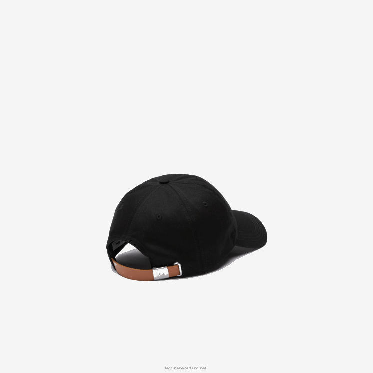 Lacoste contrasterende band en oversized pet van krokodillenkatoen 0828H2231 zwart 031 Heren