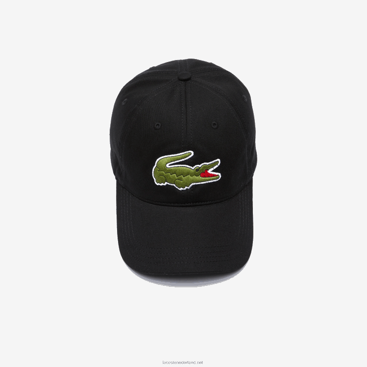 Lacoste contrasterende band en oversized pet van krokodillenkatoen 0828H2231 zwart 031 Heren
