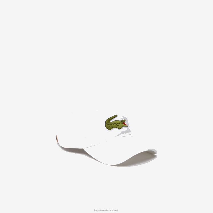 Lacoste contrasterende band en oversized pet van krokodillenkatoen 0828H2232 wit 001 Heren