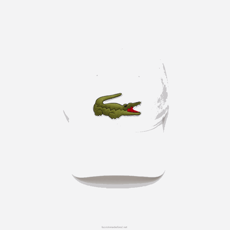 Lacoste contrasterende band en oversized pet van krokodillenkatoen 0828H2232 wit 001 Heren