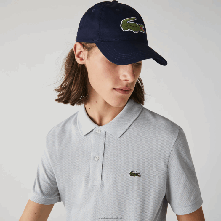 Lacoste contrasterende band en oversized pet van krokodillenkatoen 0828H2233 marineblauw 166 Heren