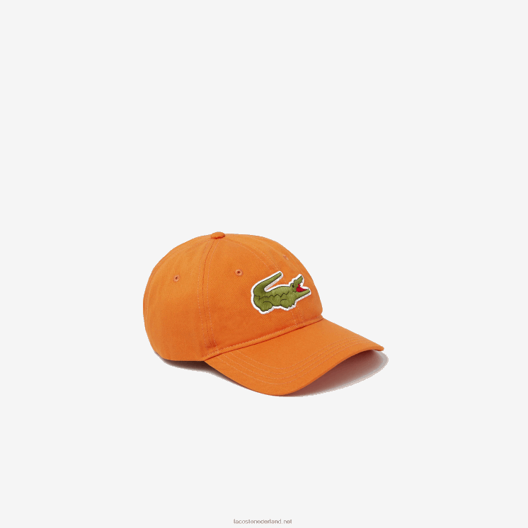Lacoste contrasterende band en oversized pet van krokodillenkatoen 0828H2261 oranje tv1 Heren