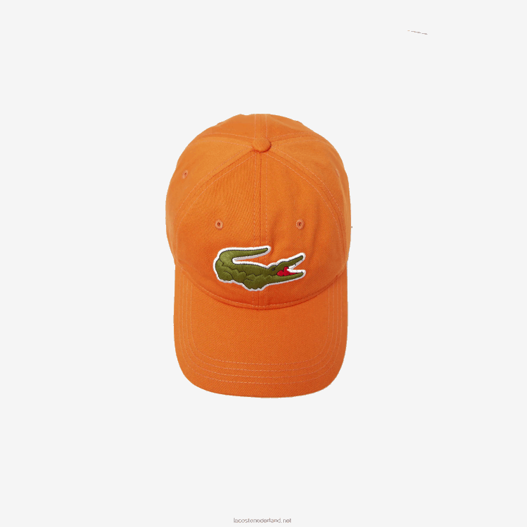 Lacoste contrasterende band en oversized pet van krokodillenkatoen 0828H2261 oranje tv1 Heren
