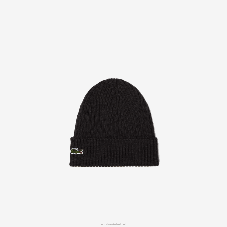 Lacoste geribbelde wollen muts 0828H2230 grijze el6 Heren
