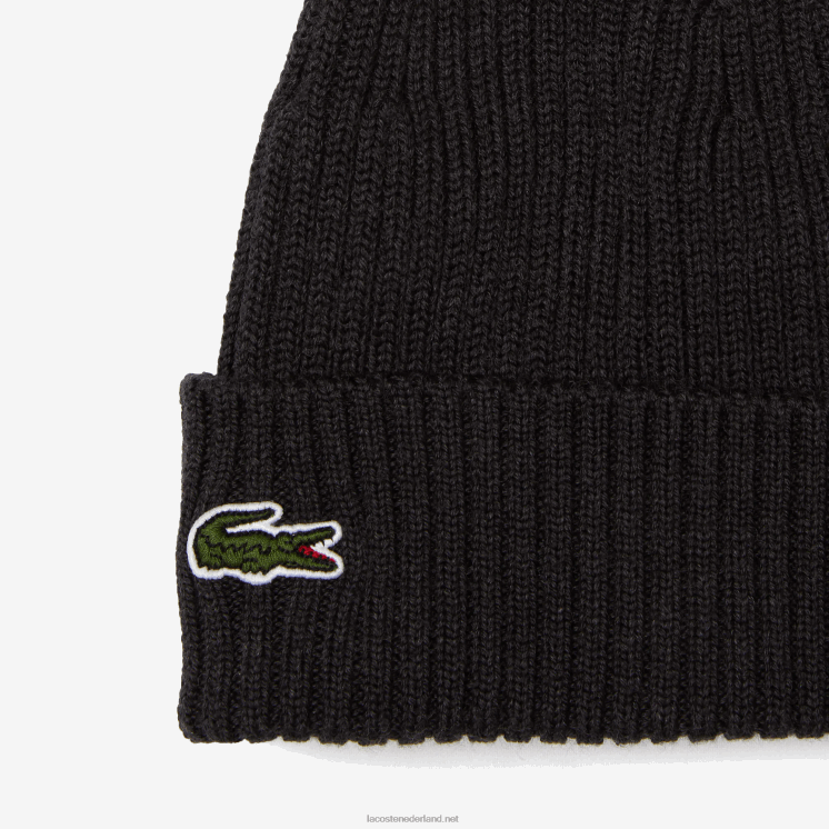 Lacoste geribbelde wollen muts 0828H2230 grijze el6 Heren