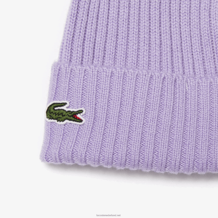 Lacoste geribbelde wollen muts 0828H2291 paarse gfu Heren