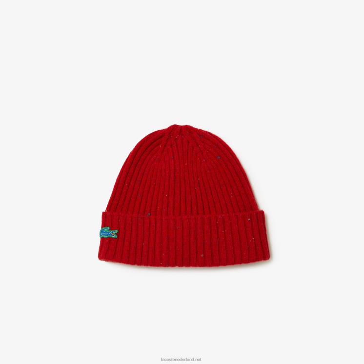Lacoste gespikkelde wollen muts 0828H2305 rood 7cq Heren