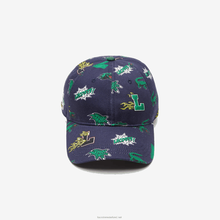 Lacoste pet met krokodillenprint 0828H2249 marineblauw 166 Heren