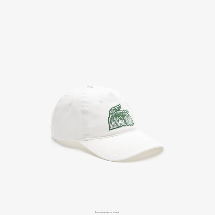 Lacoste pet met krokodilpatch-merk 0828H2146 wit 70v Heren