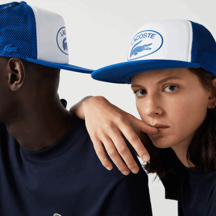 Lacoste pet van gaas en neopreen 0828H2163 blauw wit lux Heren