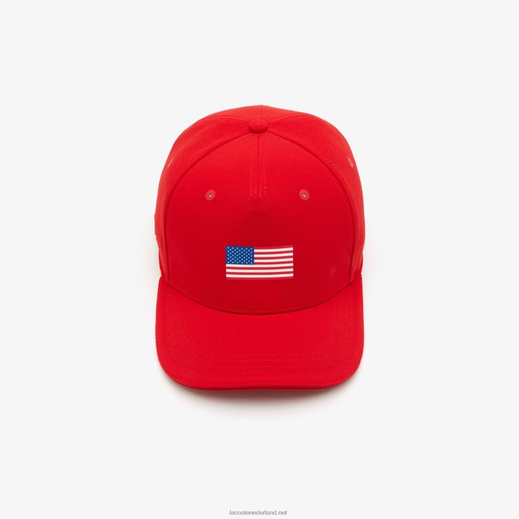 Lacoste presidents cup sport amerikaanse vlag verstelbare pet 0828H2330 rood 240 Heren
