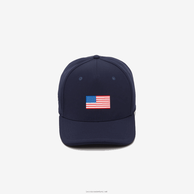 Lacoste presidents cup sport amerikaanse vlag verstelbare pet 0828H2331 marineblauw 166 Heren