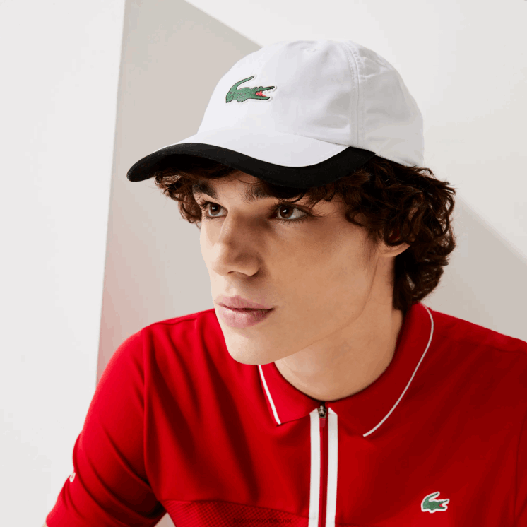 Lacoste sport lichtgewicht pet met contrasterende rand 0828H1930 wit zwart au8 Heren