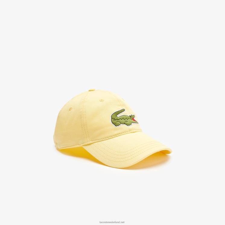 Lacoste verstelbare twill pet van biologisch katoen 0828H2155 geel 107 Heren