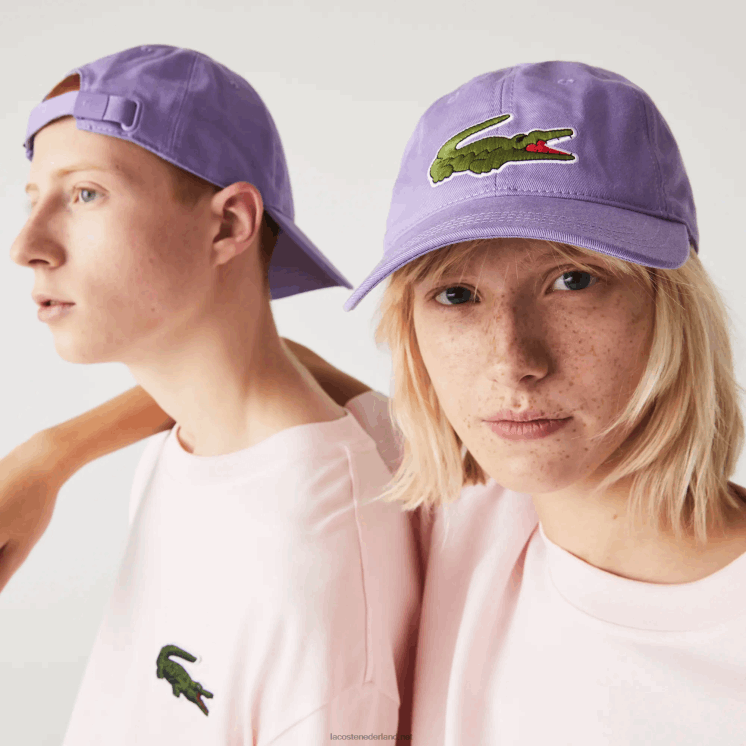 Lacoste verstelbare twill pet van biologisch katoen 0828H2255 paarse gfu Heren