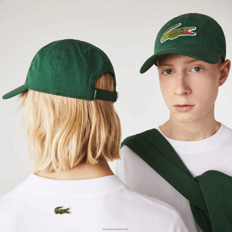 Lacoste verstelbare twill pet van biologisch katoen 0828H2268 groen 132 Heren
