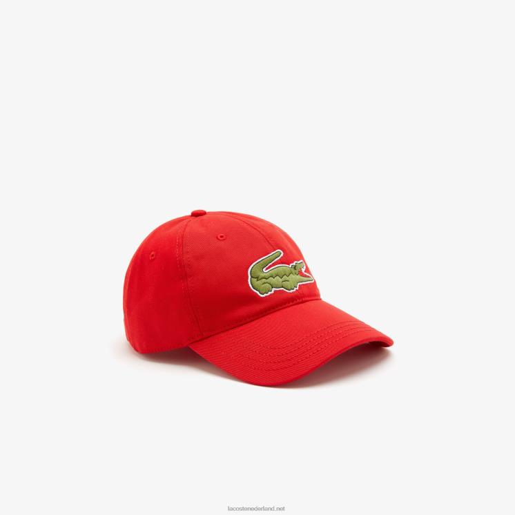 Lacoste verstelbare twill pet van biologisch katoen 0828H2287 rood 240 Heren