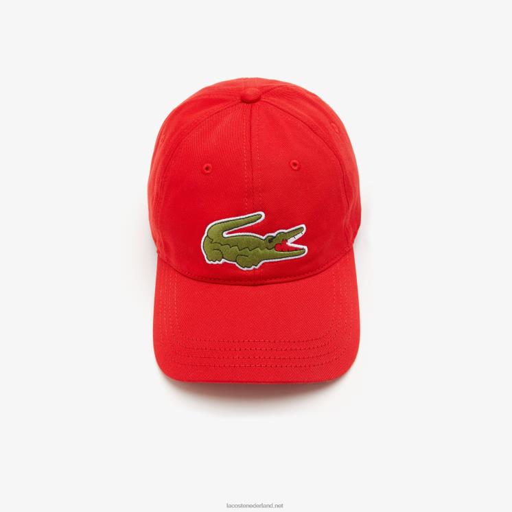 Lacoste verstelbare twill pet van biologisch katoen 0828H2287 rood 240 Heren